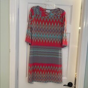 Donna Morgan Multicolor Zigzag Long Sleeve Dress